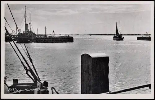 Postcard Esberg Esbjerg Kutter staar havnen, Hafen Partie 1930