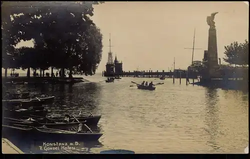 Ansichtskarte Konstanz Gondel Hafen 1920