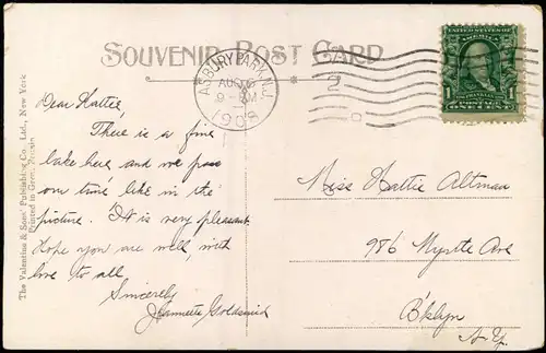 Postcard Asbury Park Idle Hours on Deal Lake, Paar im Ruderboot 1908