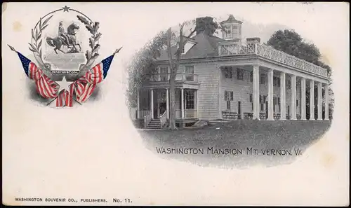 Washington D.C. WASHINGTON MANSION MT. VERNON VA, Patriotik-Karte 1903