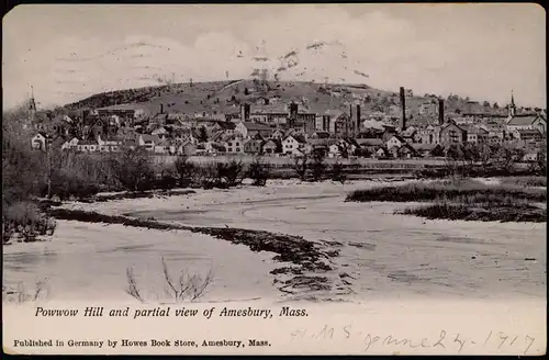 Amesbury Powwow Hill and partial view of Amesbury, Mass. 1907    Fahnen-Stempel