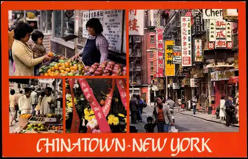 Postcard New York City Chinatown Mehrbildkarte, Multi-Views 1970