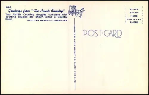 .USA United States of America Two AMISH Courting Buggies  USA Amerika 1970