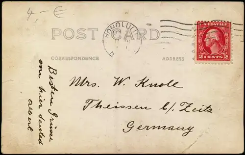 Postcard Honolulu Royal Palms Street View Palmen Allee 1920    Stempel HONOLULU