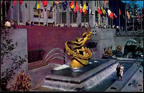 Postcard New York City Rockefeller Center PROMETHEUS STATUE 1970