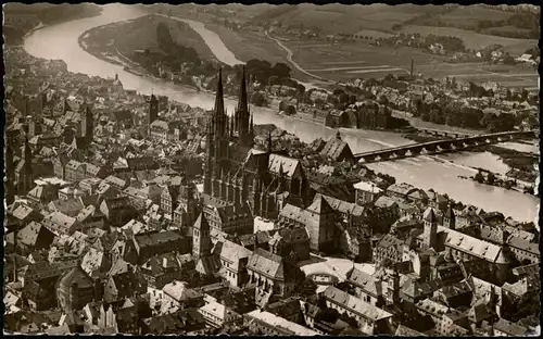 Regensburg Luftbild City  Luftaufnahme  Dom, Steinerne Brücke, Donau 1957