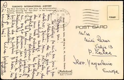 Postcard Toronto TORONTO INTERNATIONAL AIRPORT (Flughafen) 1968