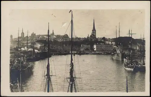 Reval Tallinn (Ревель) Hafen, Echtfoto-Ansicht, Stadt-Panorama 1920