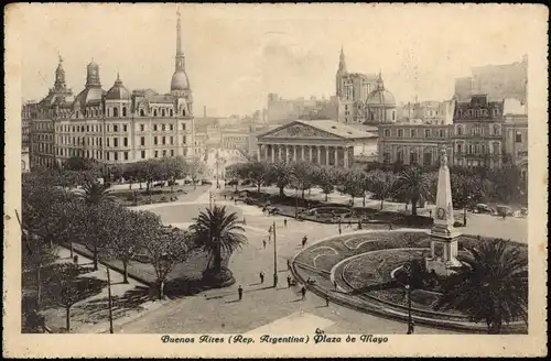 Postcard Buenos Aires Plaza de Mayo, Stadt-Panorama 1924
