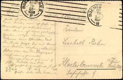 Postcard Buenos Aires Panorama-Ansicht, Paseo Colon - Nueva Aduana 1924