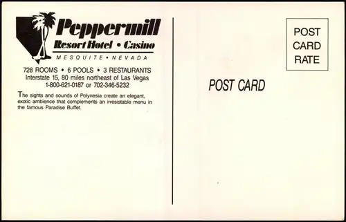 Postcard Mesquite Resort Hotel Casino Peppermill NEVADA 1960