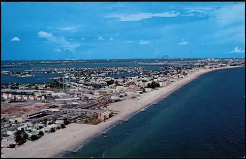 Madeira Beach Aerial View Strand Ortsansicht vom Flugzeug Luftbild Florida 1970