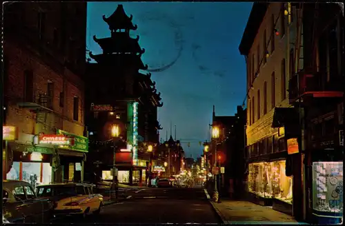 San Francisco Grant Ave. at California Sts. Chinatown by night 1964