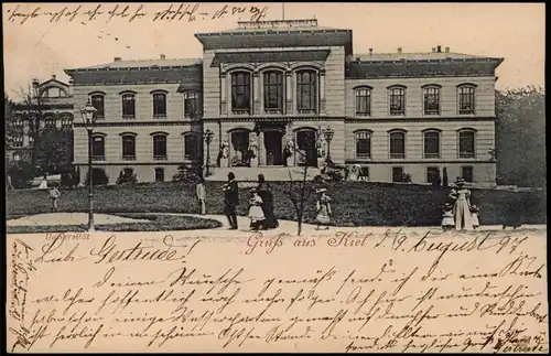 Ansichtskarte Kiel Partie  Universität 1897   gel HILDESHEIM (Ankunftsstempel)