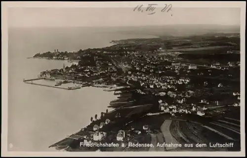 Ansichtskarte Friedrichshafen Luftbild aus dem Luftschiff 1927