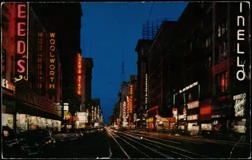 Los Angeles Los Angeles Broadway at night, Nachtaufnahme, Leucht-Reklame 1956