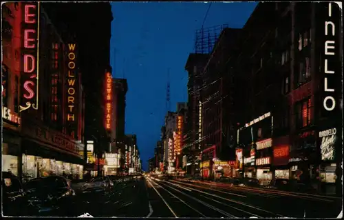Los Angeles Los Angeles Broadway at night, Nachtaufnahme, Leucht-Reklame 1956