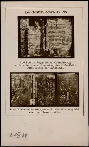 Ansichtskarte Fulda Landesbibliothek Bücher 1928