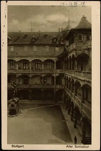 Ansichtskarte Stuttgart Alter Schloßhof 1923