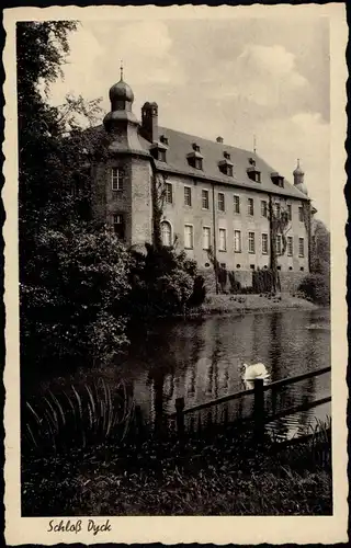 Ansichtskarte Mönchengladbach Schloss Dyck Teich mit Schwan 1941