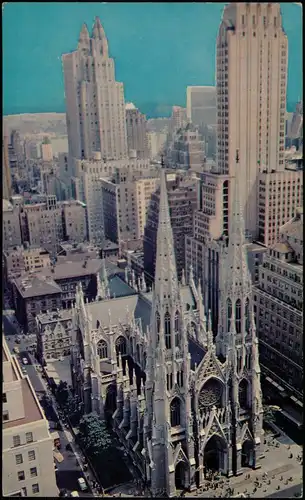 Manhattan-New York City ST. PATRICK'S CATHEDRAL und Hochhäuser Skyscraper 1965