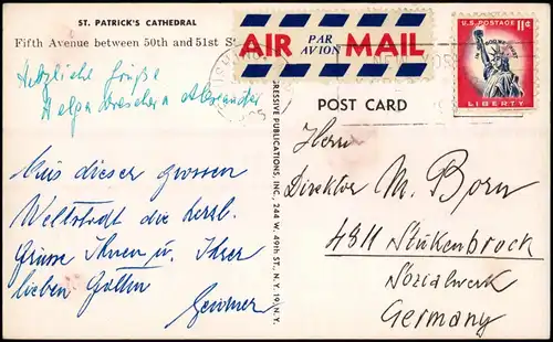 Manhattan-New York City ST. PATRICK'S CATHEDRAL und Hochhäuser Skyscraper 1965