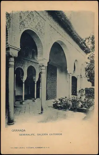 Postales Granada Granada Generalife, Galeria exterior 1909