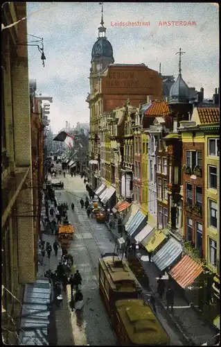 Amsterdam Amsterdam Leidschestraat, Tram Straßenbahn Geschäfte 1920