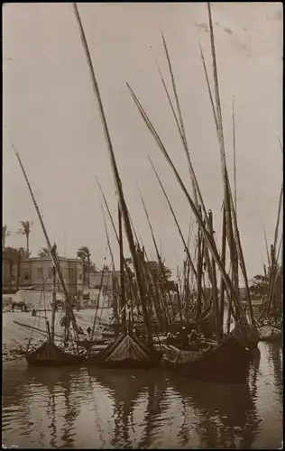 Alexandrien الإسكندرية,  Barges on Mahmoudich Canal (Kanal-Hafen) Egypt 1920