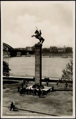 Düsseldorf Ufer-Partie (Rhein) mit Ulanendenkmal Ulanen Denkmal 1930