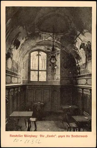 Ansichtskarte Würzburg Ratskeller Die Laube gegen die Fensterwand 1910