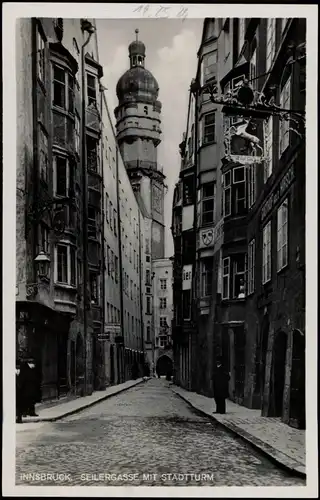 Ansichtskarte Innsbruck Straßen-Ansicht SEILERGASSE MIT STADTTURM 1925