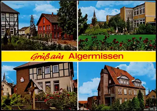 Algermissen Mehrbildkarte mit 4 Ortsansichten u.a. Sparkasse 1990