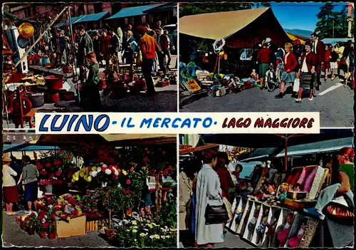 Cartoline Luino LUINO IL MERCATO LAGO MAGGIORE (Mehrbildkarte) 1972