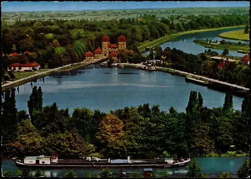 Minden Panorama-Ansicht mit Schachtschleuse zwischen Mittellandkanal  1960