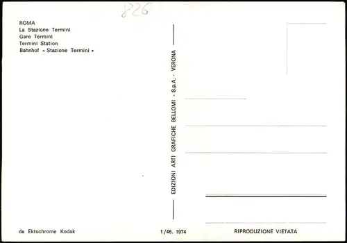 Cartoline Rom Roma Bahnhof Stazione Termini Gare Termini 1974