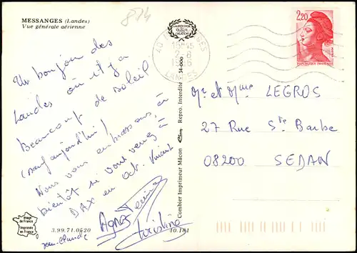 CPA Messanges Landes Luftbild, Vue generale aerienne 1986