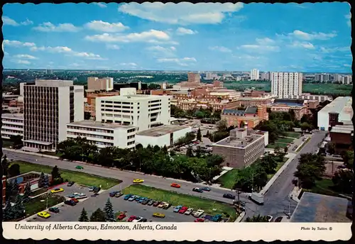 Postcard Edmonton University, City 1975  gel. Air Mail Par Avion