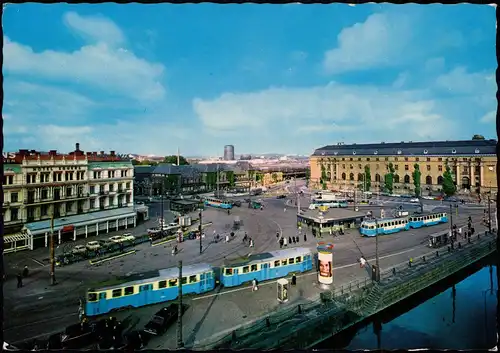 Postcard Göteborg Göteborg Drottningtorget, Tram 1975