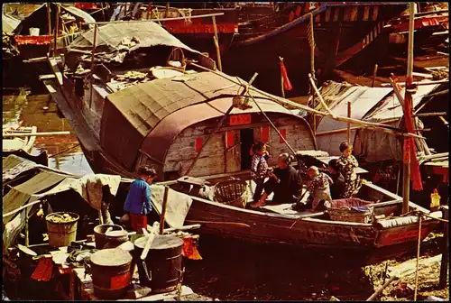 Postcard Hongkong Floating Home 1986