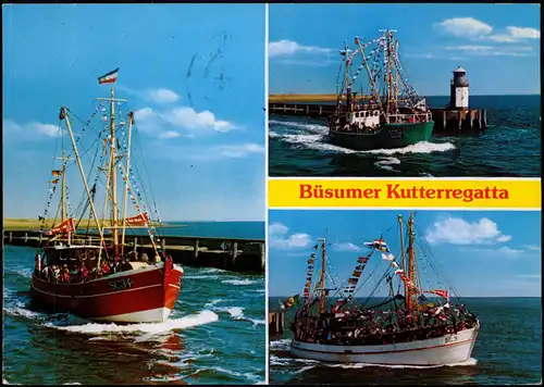 Büsum Büsumer Kutterregatta Fischkutter Rennen (Mehrbildkarte) 1981
