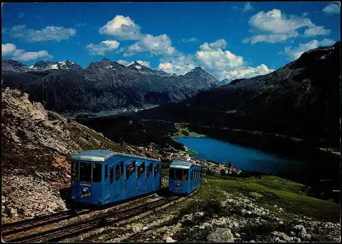 St. Moritz Umland-Ansicht mit Corvigliabahn, Bergbahn Motiv 1980