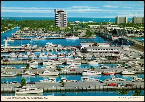 Postcard Lauderdale Water Wonderland, Yacht-Hafen 1973