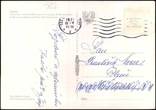Postcard Prag Praha Wenzelsplatz Václavské náměstí 1977