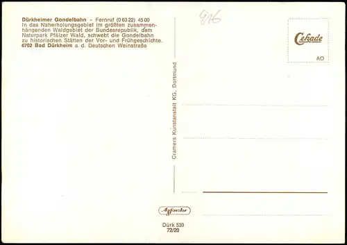 Ansichtskarte Bad Dürkheim Gondelbahn, Busse 1972