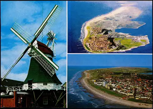 Ansichtskarte Norderney Luftbilder und Windmühle (Mehrbildkarte) 1980