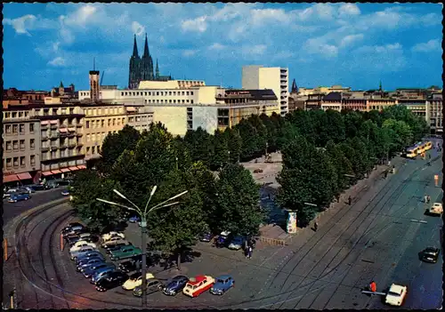 Ansichtskarte Köln Neumarkt mit Stadt-Panorama, Dom im Hintergrund 1970