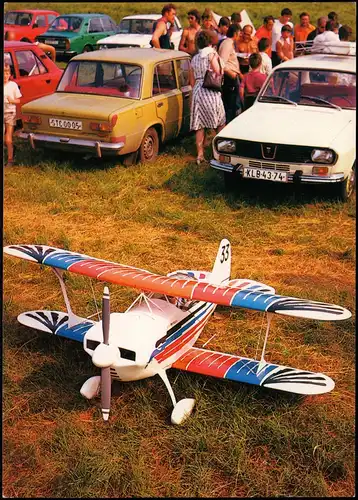 Ansichtskarte  Modell-Flugzeug Airplane Avion & Autos Tschechien 1986