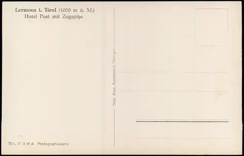 Ansichtskarte Lermoos Hotel Post mit Zugspitze 1932