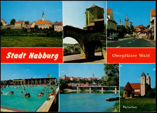 Ansichtskarte Nabburg MB: Stadt, Straße, Schwimmbad 1984